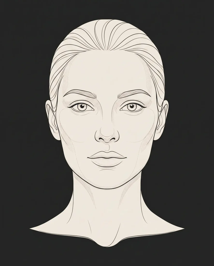 Illustration of a face divided into upper, middle and lower treatment areas
